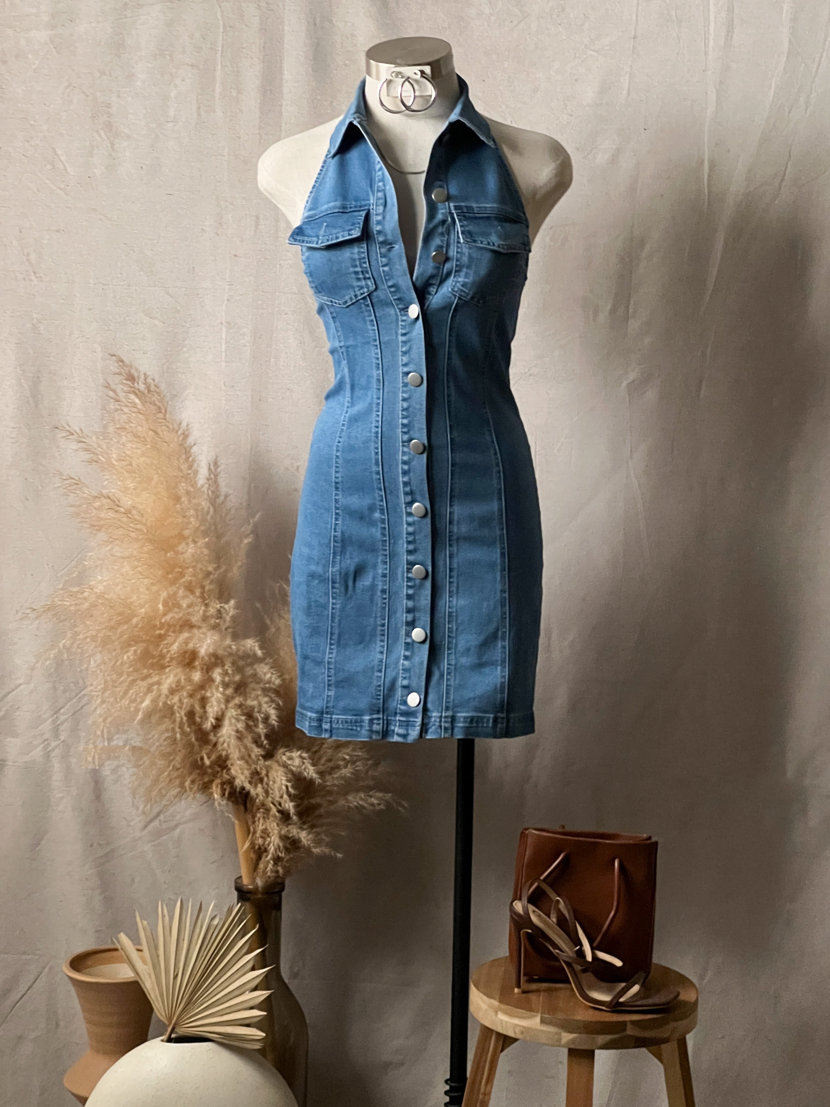 The Allure of the Denim Halter Dress