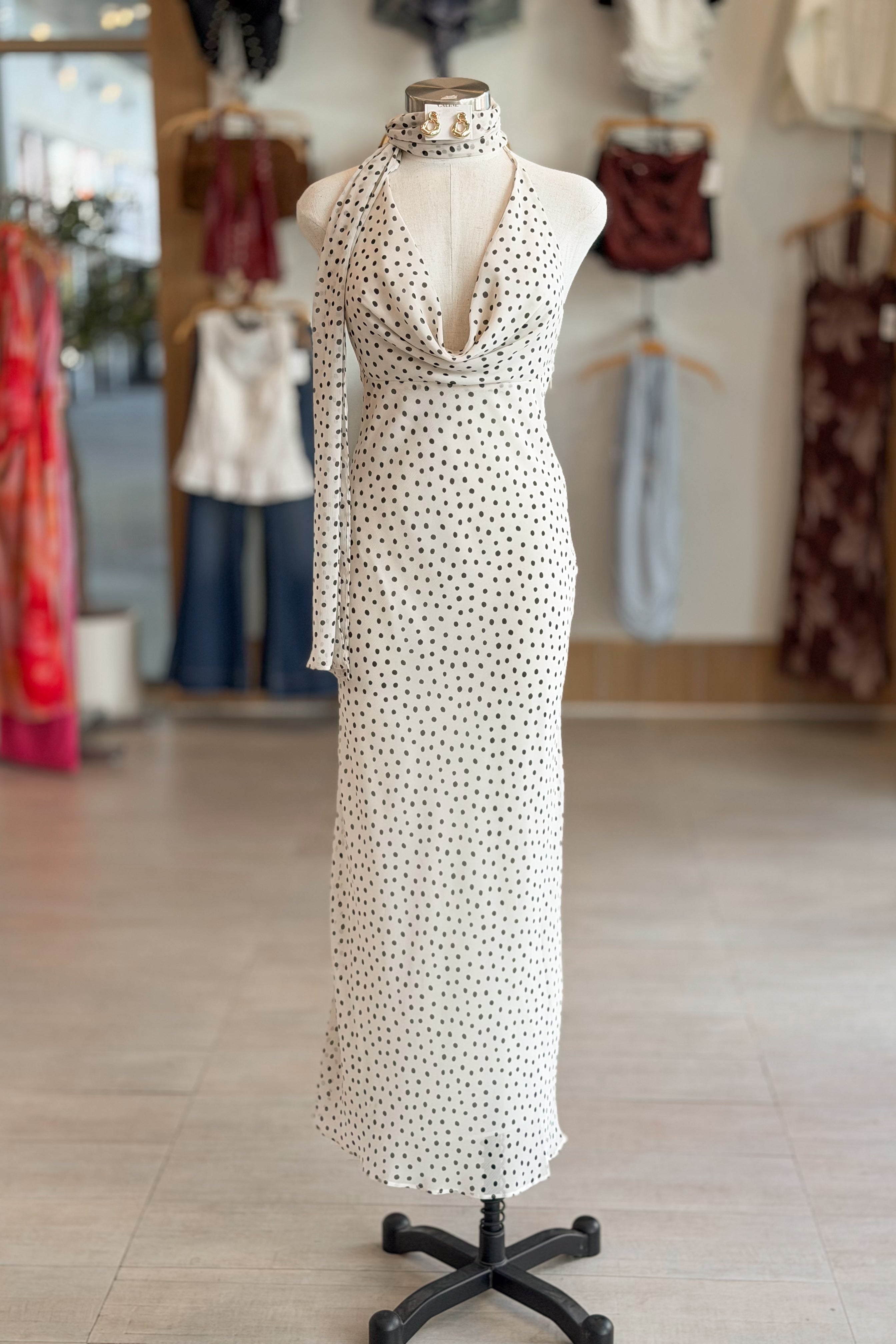 chinese dress ladies Polka Dot Maxi Dress – Fashion Trend LA, Inc
