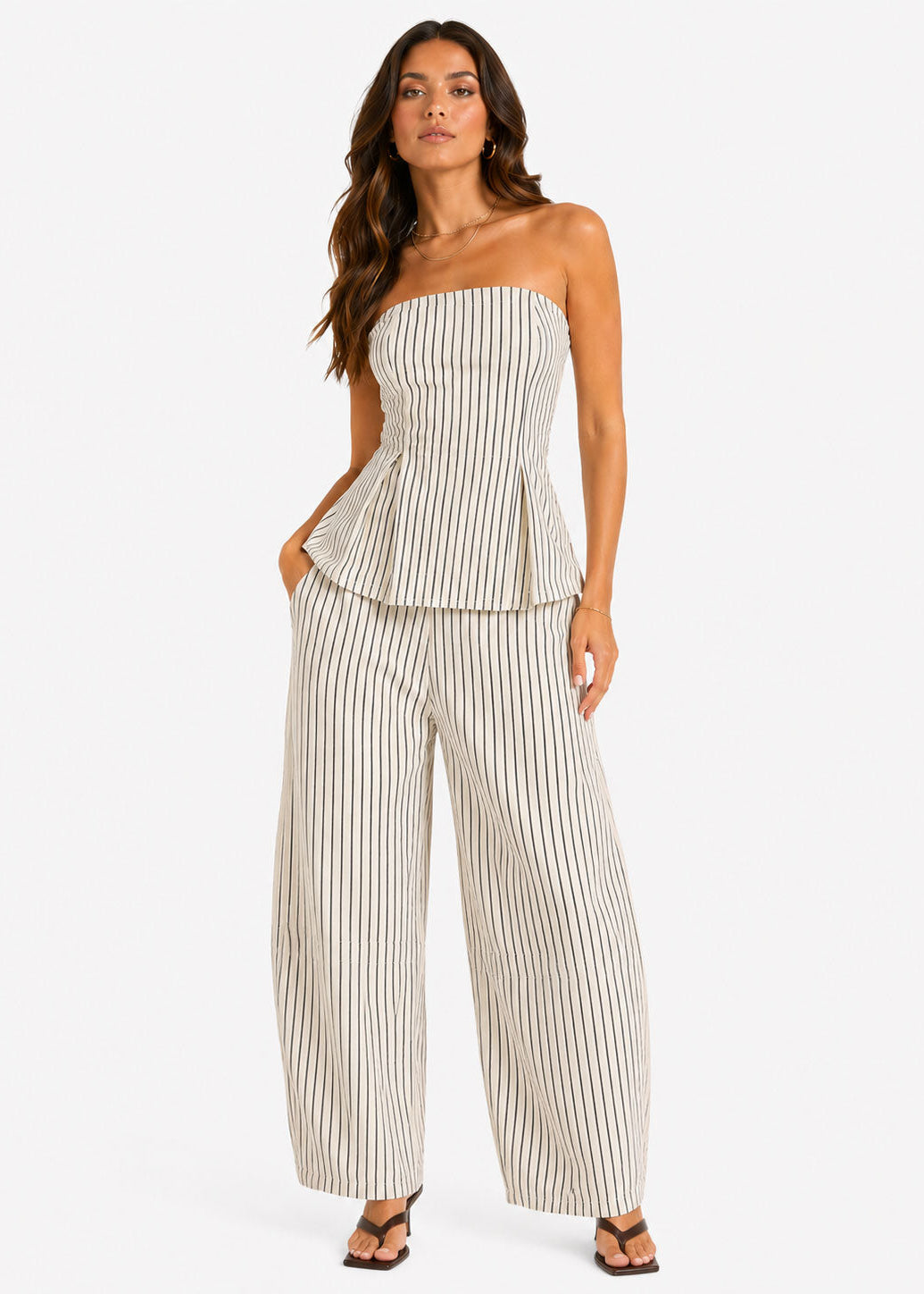 Stripe Pleated Top