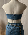 Lanye Denim Bralette Skirt Set