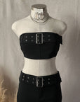 Remy Denim Buckle Skirt Set