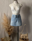 Bella Belted Denim Skirt