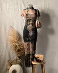 Isla Mock Mesh Midi Dress