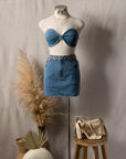 Lanye Denim Bralette Skirt Set