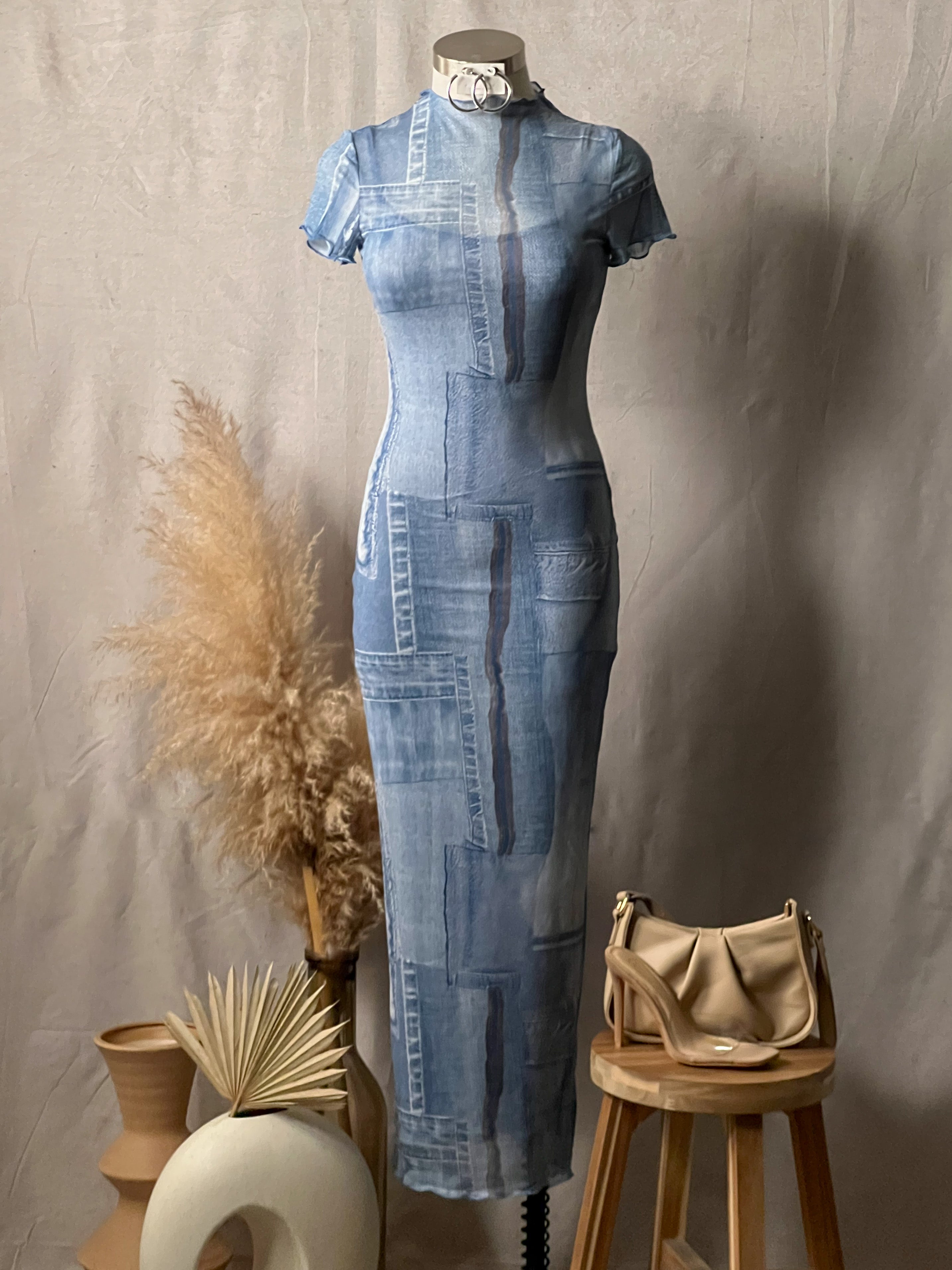 Denim Patchwork Midi