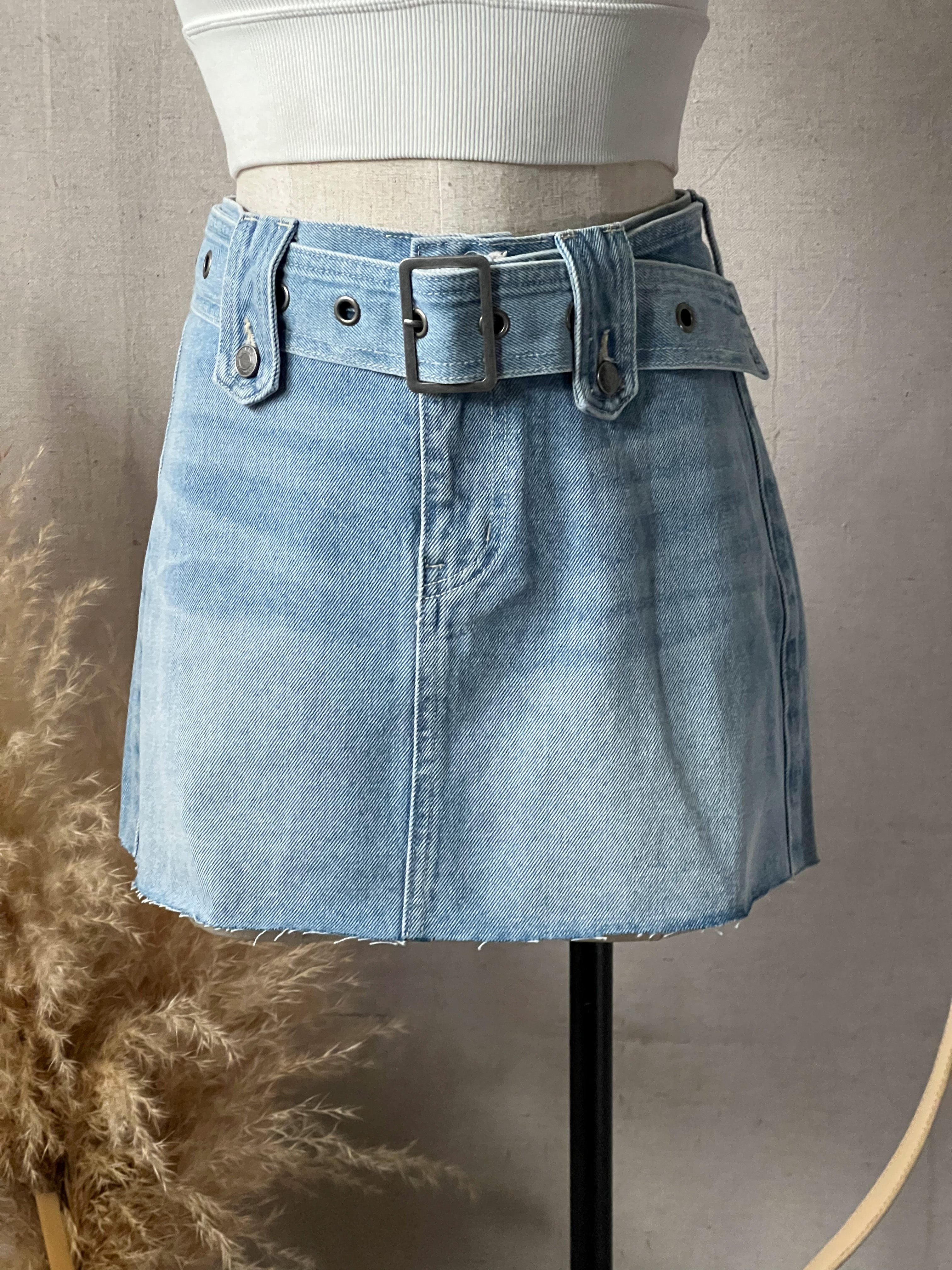 Bella Belted Denim Skirt