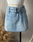 Bella Belted Denim Skirt