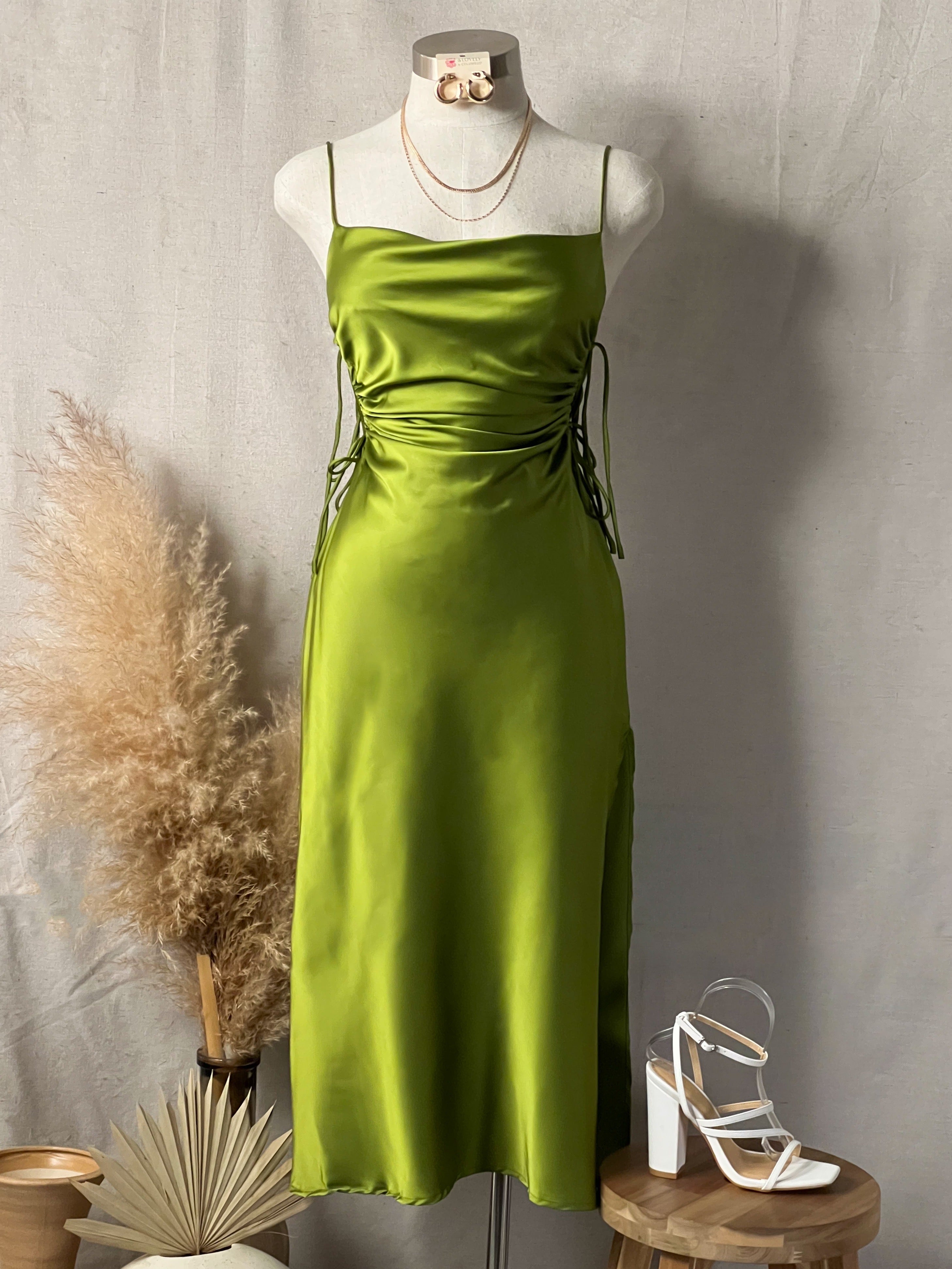 Rene Satin Midi Dress