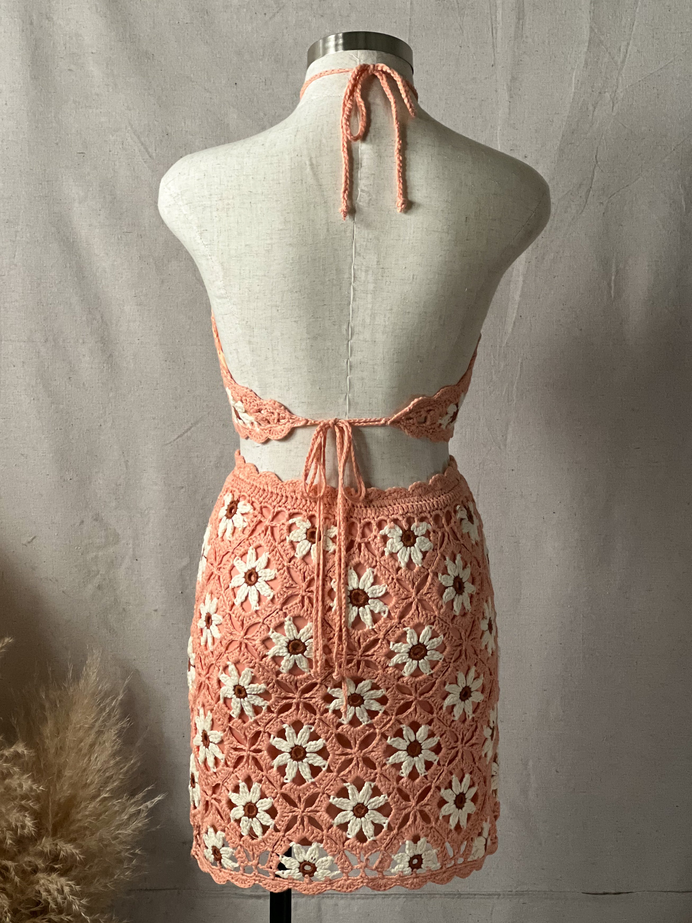Flora Crochet Mini Skirt set